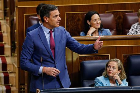 22/06/2022. Pedro S&#225;nchez asiste al Pleno del Congreso. El presidente del Gobierno, Pedro S&#225;nchez, durante su intervenci&#243;n en el Pleno del Congreso.