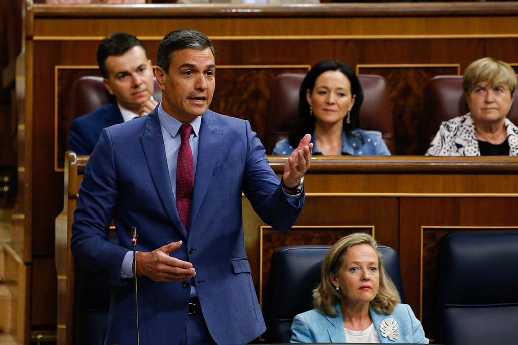 El presidente del Gobierno, Pedro Sánchez, durante la sesión de control en el Congreso de los Diputados