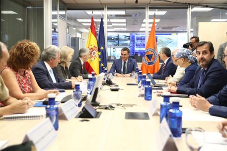 22/07/2022. Pedro Sánchez visita el Centro Nacional de Seguimiento y Coordinación de Emergencias (CENEM). Pedro Sánchez preside la reunión d...