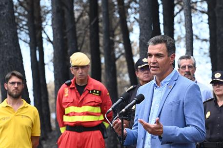 22/08/2022. Pedro Sánchez visita las zonas afectadas por los incendios en Castellón