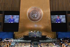Pedro Sánchez interviene en el Debate General del 77ª periodo de sesiones de la Asamblea General de la ONU