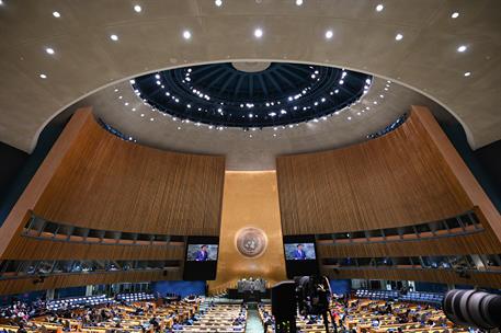 22/09/2022. Pedro Sánchez interviene en el Debate General del 77ª periodo de sesiones de la Asamblea General de Naciones Unidas