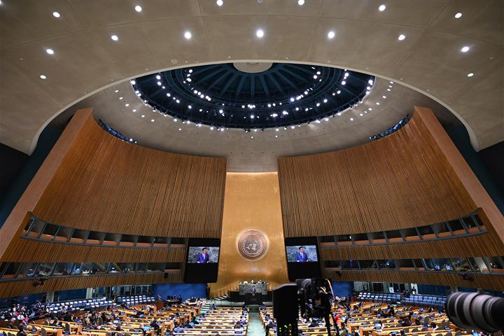 Pedro Sánchez interviene en el Debate General del 77ª periodo de sesiones de la Asamblea General de la ONU