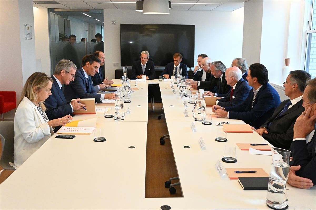 22/09/2022. Pedro Sánchez se reúne con inversores en en Nueva York. El presidente del Gobierno, Pedro Sánchez, durante el desayuno de trabaj...