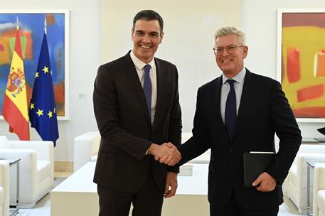 22/11/2022. Pedro Sánchez mantiene un encuentro con el director ejecutivo de Ericsson, Börje Ekholm