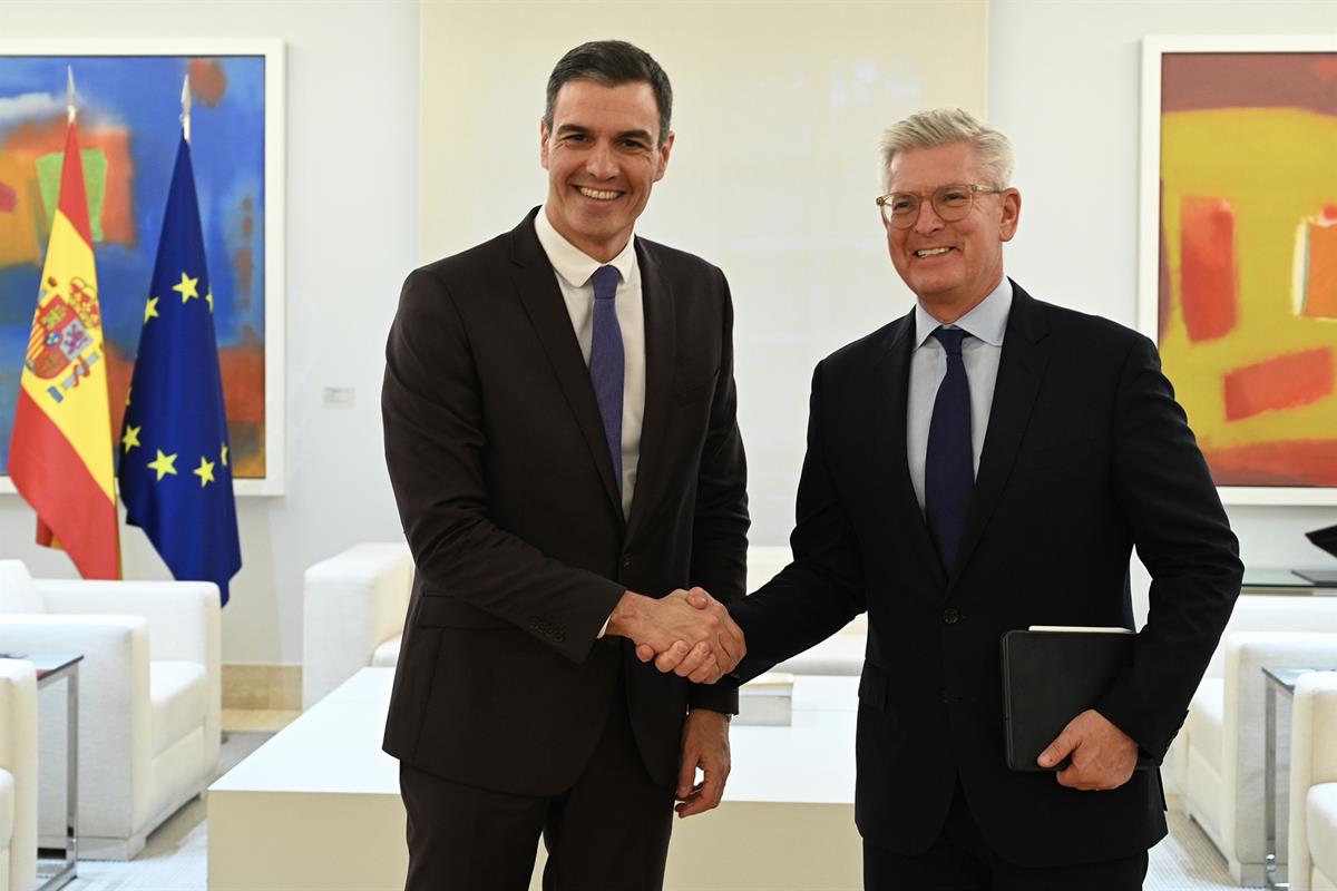 22/11/2022. Pedro Sánchez mantiene un encuentro con el director ejecutivo de Ericsson, Börje Ekholm