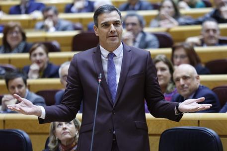 22/11/2022. El presidente del Gobierno comparece ante el Pleno del Senado. El presidente del Gobierno, Pedro Sánchez, durante su comparecenc...