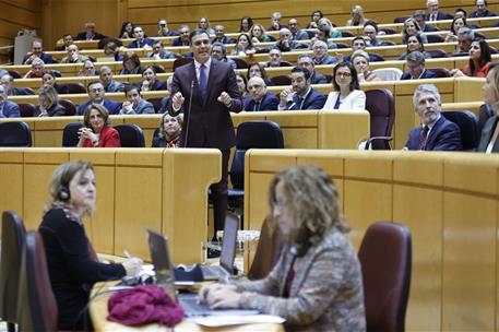 22/11/2022. El presidente del Gobierno comparece ante el Pleno del Senado. El presidente del Gobierno, Pedro Sánchez, durante su intervenció...