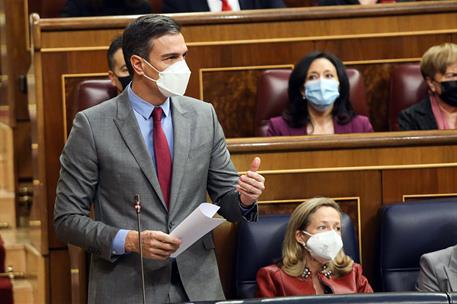 23/02/2022. Pedro Sánchez asiste a la sesión de control en el Congreso. El presidente del Gobierno, Pedro Sánchez, durante la sesión del con...