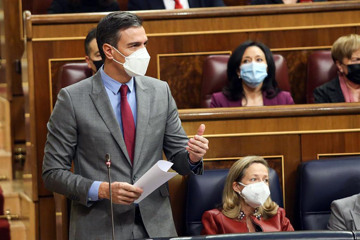 23/02/2022. Pedro Sánchez asiste a la sesión de control en el Congreso. El presidente del Gobierno, Pedro Sánchez, durante la sesión del con...