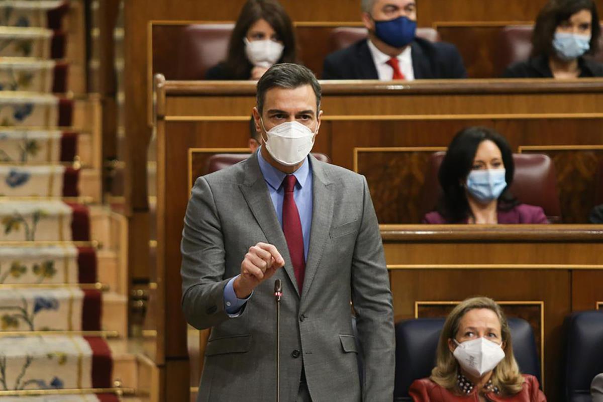 23/02/2022. Pedro Sánchez asiste a la sesión de control en el Congreso. El presidente del Gobierno, Pedro Sánchez, interviene en la sesión d...