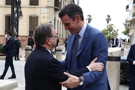 23/03/2022. El presidente del Gobierno visita Ceuta. El presidente del Gobierno, Pedro Sánchez, a su llegada a Ceuta, recibido por el presid...