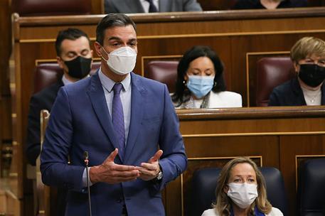 23/03/2022. Pedro Sánchez asiste a la sesión de control en el Congreso. El presidente del Gobierno, Pedro Sánchez, durante su intervención e...
