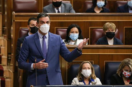 23/03/2022. Pedro Sánchez asiste a la sesión de control en el Congreso. El presidente del Gobierno, Pedro Sánchez, durante su intervención e...