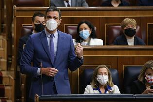 El presidente del Gobierno, Pedro Sánchez, durante la sesión de control en el Congreso de los Diputados