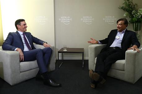 24/05/2022. Pedro Sánchez asiste a la Reunión Anual del Foro Económico Mundial. Sánchez se ha reunido con el presidente de ArcelorMittal, La...