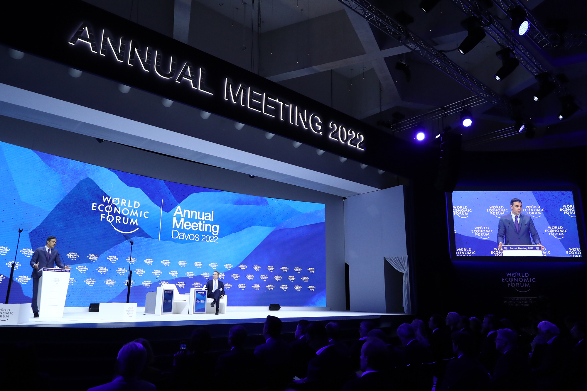 El presidente del Gobierno, Pedro Sánchez, interviene en la Reunión Anual del Foro Económico Mundial