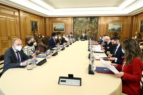 24/02/2022. Pedro Sánchez asiste a la reunión del Consejo de Seguridad Nacional. S.M. el Rey preside la reunión del Consejo de Seguridad Nac...