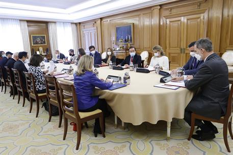 24/02/2022. Pedro Sánchez asiste a la reunión del Consejo de Seguridad Nacional. S.M. el Rey preside la reunión del Consejo de Seguridad Nac...