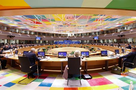 24/03/2022. Pedro Sánchez asiste a la reunión del Consejo Europeo. El presidente del Gobierno, Pedro Sánchez, junto al resto de participante...