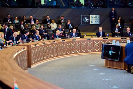 24/03/2022. Pedro Sánchez asiste a la reunión de jefes de Estado y de Gobierno de la OTAN. El presidente del Gobierno, Pedro Sánchez, durant...
