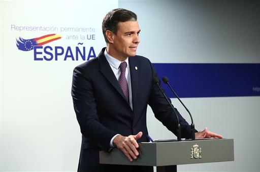 24/06/2022. Pedro Sánchez comparece tras el Consejo Europeo. El presidente del Gobierno, Pedro Sánchez, durante su comparecencia en la sala ...