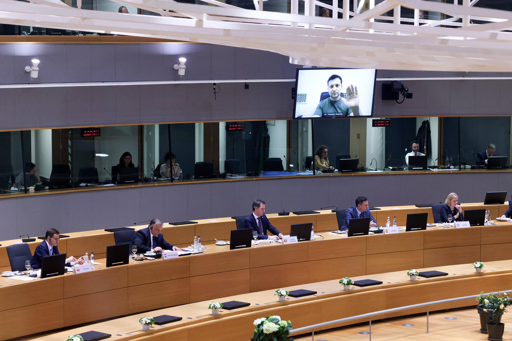 El Consejo Europeo extraordinario, durante la videoconferencia mantenida con el presidente ucranio, Volodímir Zelenski