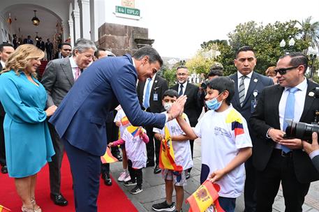 25/08/2022. Pedro S&#225;nchez visita el centro hist&#243;rico de Quito. Pedro S&#225;nchez durante su visita el centro hist&#243;rico de Quito.