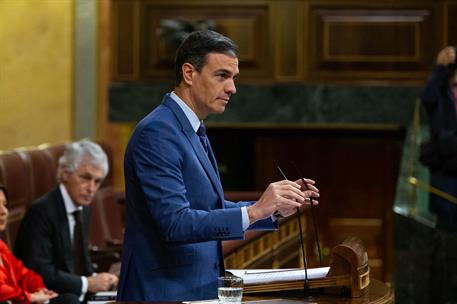 26/05/2022. Pedro Sánchez comparece ante el Pleno del Congreso de los Diputados. Pedro Sánchez al inicio de su comparecencia ante el Pleno d...