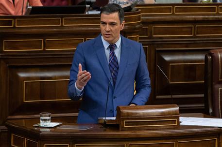 26/05/2022. Pedro Sánchez comparece ante el Pleno del Congreso de los Diputados. Pedro Sánchez durante su intervención ante el Pleno del Con...