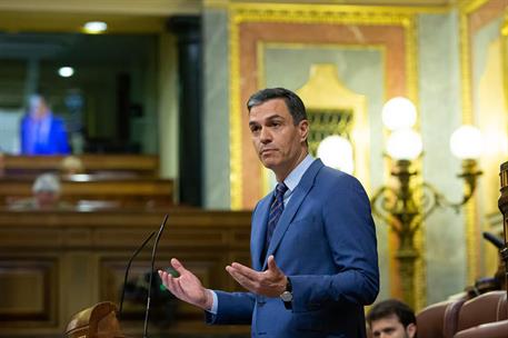 26/05/2022. Pedro Sánchez comparece ante el Pleno del Congreso de los Diputados. Pedro Sánchez durante su intervención ante el Pleno del Con...