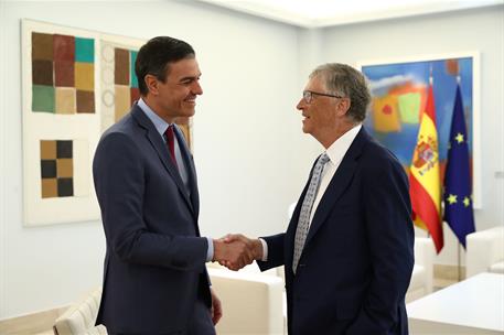 27/05/2022. Pedro S&#225;nchez recibe al copresidente de la Fundaci&#243;n Bill &amp; Melinda Gates, Bill Gates. El presidente del Gobierno, Pedro S&#225;nchez...