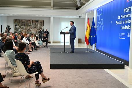 27/05/2022. Sánchez presenta el PERTE de Economía Social y de los Cuidados. Pedro Sánchez durante la presentación del PERTE de Economía Soci...