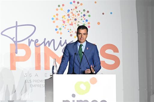  El presidente del Gobierno, durante su intervención en la entrega de los premios PIMEC 2022