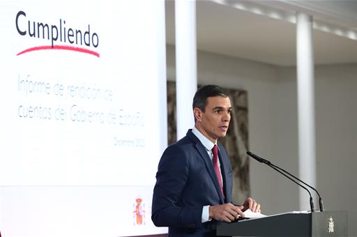 El presidente del Gobierno, Pedro Sánchez, durante su intervención