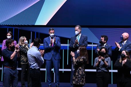 28/02/2022. Pedro Sánchez asiste a la inauguración del "Mobile World Congress Barcelona 2022". El presidente del Gobierno, Pedro Sánchez, ju...