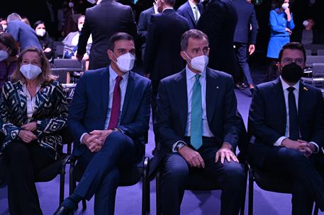 28/02/2022. Pedro Sánchez asiste a la inauguración del "Mobile World Congress Barcelona 2022". El presidente del Gobierno, Pedro Sánchez, ju...