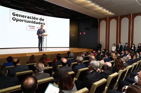 28/03/2022. Pedro Sánchez asiste al encuentro de 'Generación de Oportunidades'. El presidente del Gobierno, Pedro Sánchez, durante su interv...