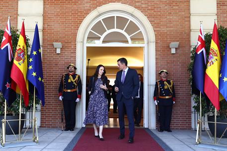 28/06/2022. Pedro Sánchez recibe a la primera ministra de Nueva Zelanda, Jacinda Ardern