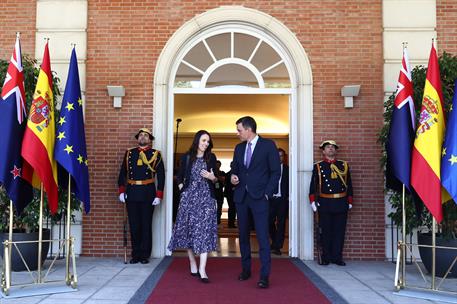 28/06/2022. Pedro Sánchez recibe a la primera ministra de Nueva Zelanda, Jacinda Ardern