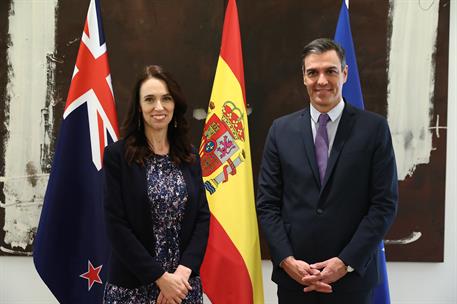 28/06/2022. Pedro Sánchez recibe a la primera ministra de Nueva Zelanda, Jacinda Ardern