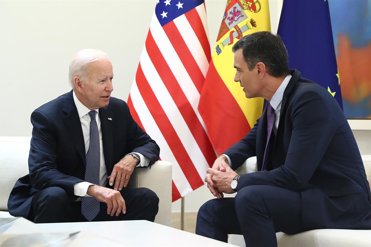 28/06/2022. Pedro Sánchez se reúne con el presidente de Estados Unidos, Joe Biden. El presidente del Gobierno, Pedro Sánchez, y el president...