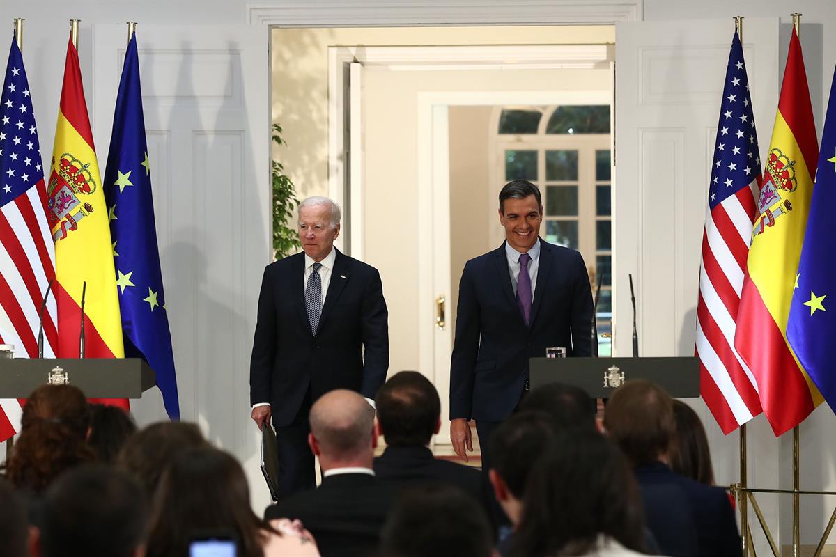 28/06/2022. Pedro Sánchez se reúne con el presidente de Estados Unidos, Joe Biden. El presidente del Gobierno, Pedro Sánchez, y el president...