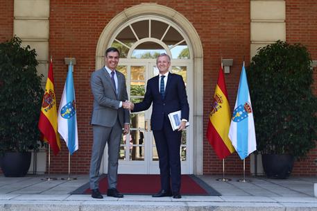 28/07/2022. Pedro Sánchez recibe al presidente de la Xunta de Galicia, Alfonso Rueda. El presidente del Gobierno, Pedro Sánchez, y el presid...
