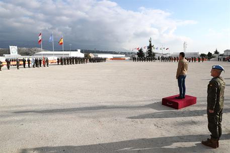 28/12/2022. Pedro Sánchez viaja a Líbano. El presidente del Gobierno, Pedro Sánchez, durante su visita al contingente español en la Base Mig...