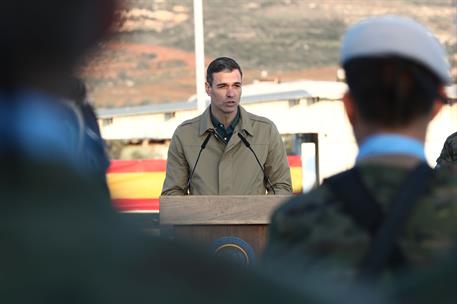 28/12/2022. Pedro Sánchez viaja a Líbano. El presidente del Gobierno, Pedro Sánchez, durante las declaraciones realizadas en su visita al co...