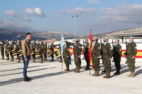 28/12/2022. Pedro Sánchez viaja a Líbano. El presidente del Gobierno, Pedro Sánchez, durante su visita al contingente español en la Base Mig...