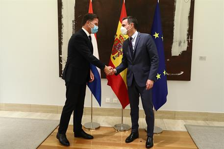30/03/2022. Pedro Sánchez se reúne con el primer ministro de los Países Bajos, Mark Rutte. El presidente del Gobierno, Pedro Sánchez, y el p...