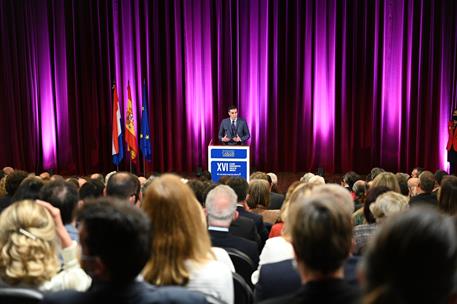 30/03/2022. Pedro Sánchez asiste a un acto de la Fundación Carlos de Amberes. El presidente del Gobierno, Pedro Sánchez, durante su interven...