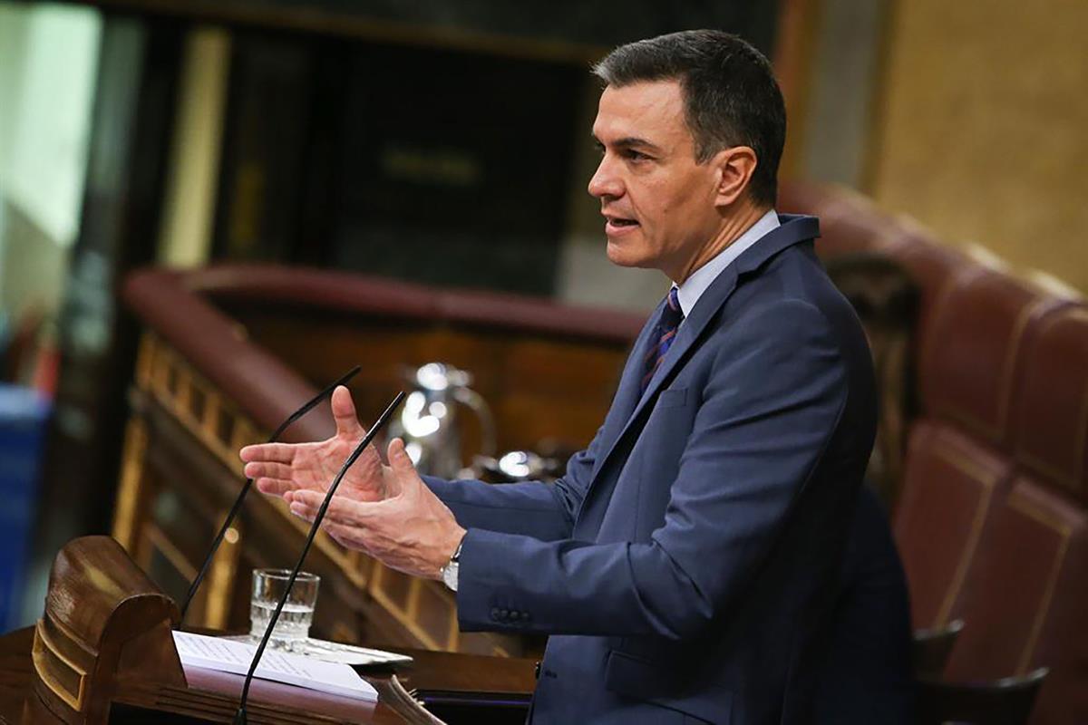 30/03/2022. Comparecencia de Pedro Sánchez en el Congreso. El presidente del Gobierno, Pedro Sánchez, durante su intervención en el Congreso.